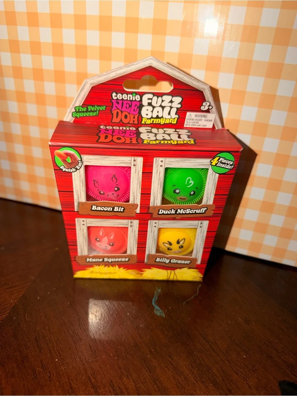 Nee Doh Fuzz Ball Kids Toy 4-Pack - Pink, Green, Red, Yellow